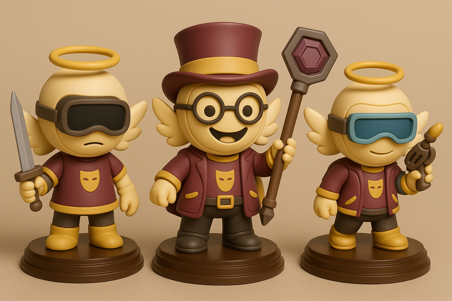 Photographie du lot de 3 figurines.